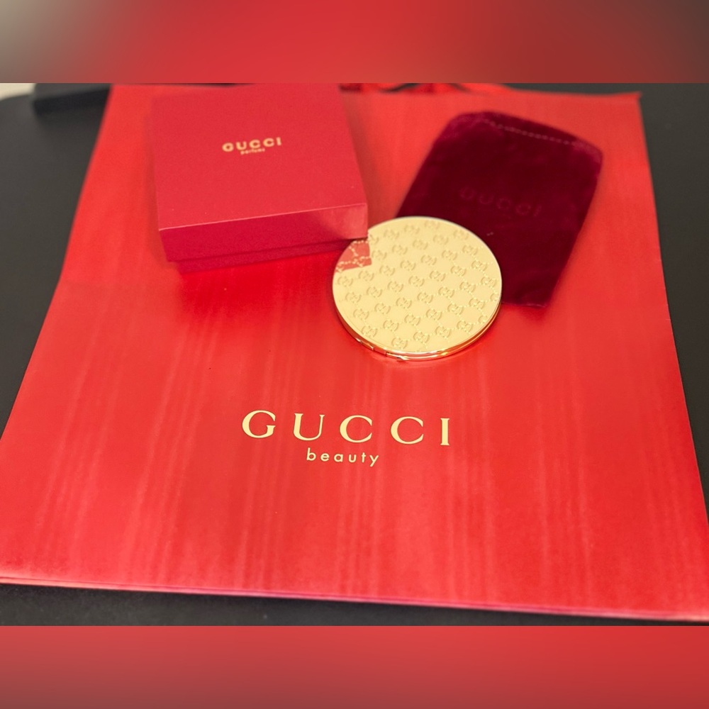 Gucci Monogram Double Sided Compact Mirror In Gol… - image 2